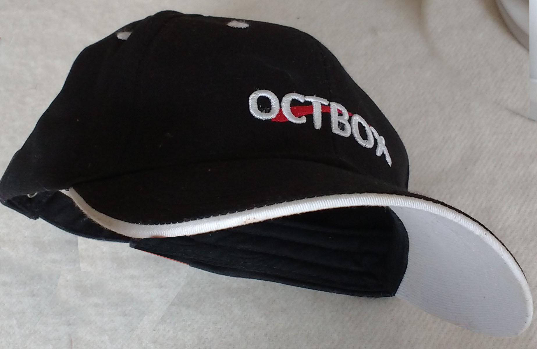 Octbox Cap - Black with White Trim A04C - Octbox Ltd